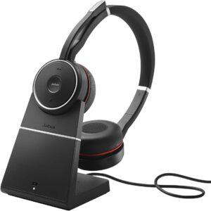 Jabra Evolve 75 MS Wireless Cuffie Stereo, Cuffie Certificate per Microsoft con Batteria a Lunga Durata, Adattatore USB Bluetooth, Nero