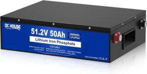 DCHOUSE 48V 50Ah LiFePO4 Batteria del carrello da golf,Protezione intelligente,Batteria al litio con celle di grado A perfetta per camper, carrello, motore da pesca alla traina, solare